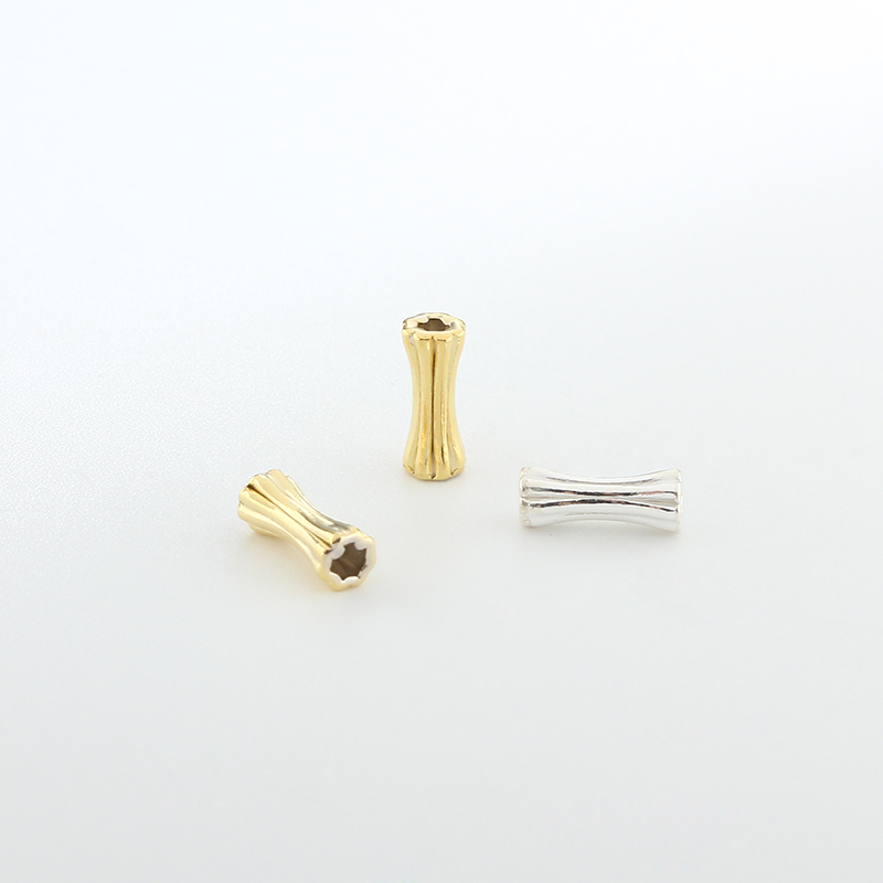 925 Sterling Silver Ribbed Hourglass Spacer Beads