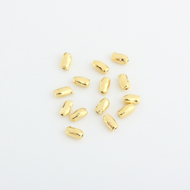 925 Sterling Silver Irregular Gold Barrel Spacer Beads