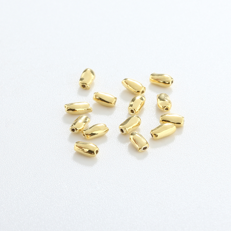 925 Sterling Silver Irregular Gold Barrel Spacer Beads