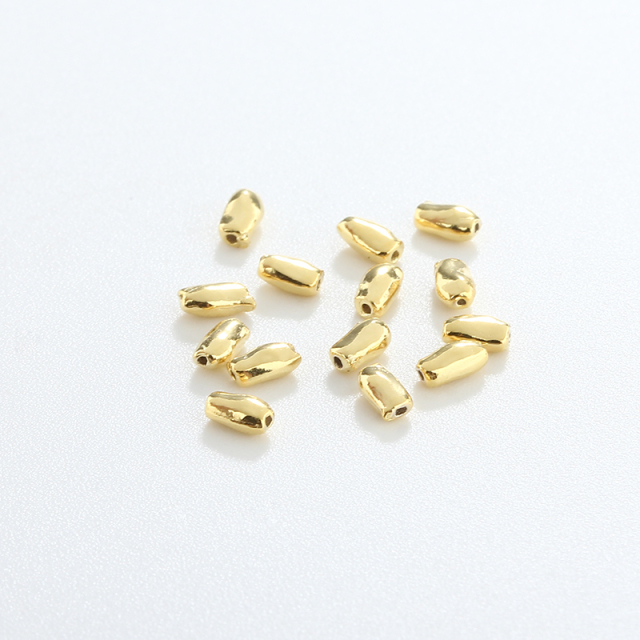 925 Sterling Silver Irregular Gold Barrel Spacer Beads