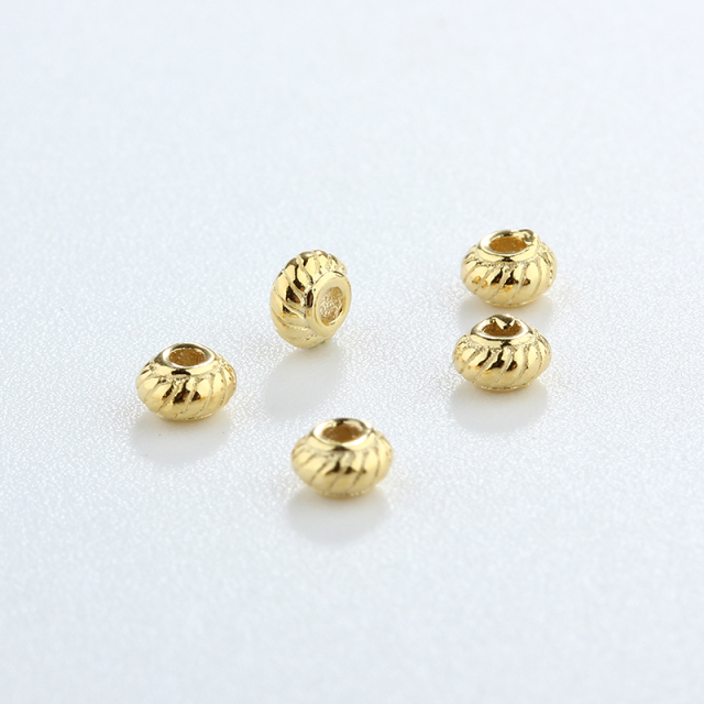 925 Sterling Silver Twisted Gold Rondelle Spacer Beads