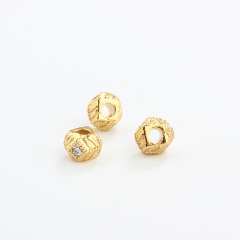 925 Sterling Silver CZ Inlaid Gold Hexagon Spacer Beads