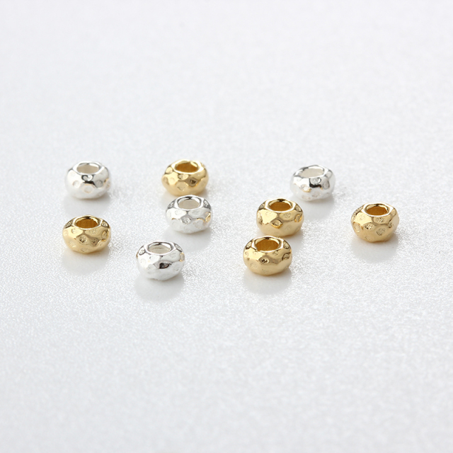 925 Sterling Silver Diy Hammered Spacer Bead