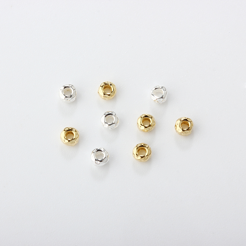 925 Sterling Silver Diy Hammered Spacer Bead