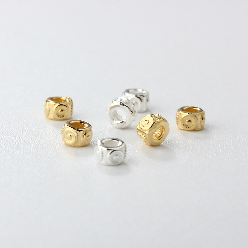 925 Silver Geometric Cube Beads - Jewelry Spacers For Diy Crafting