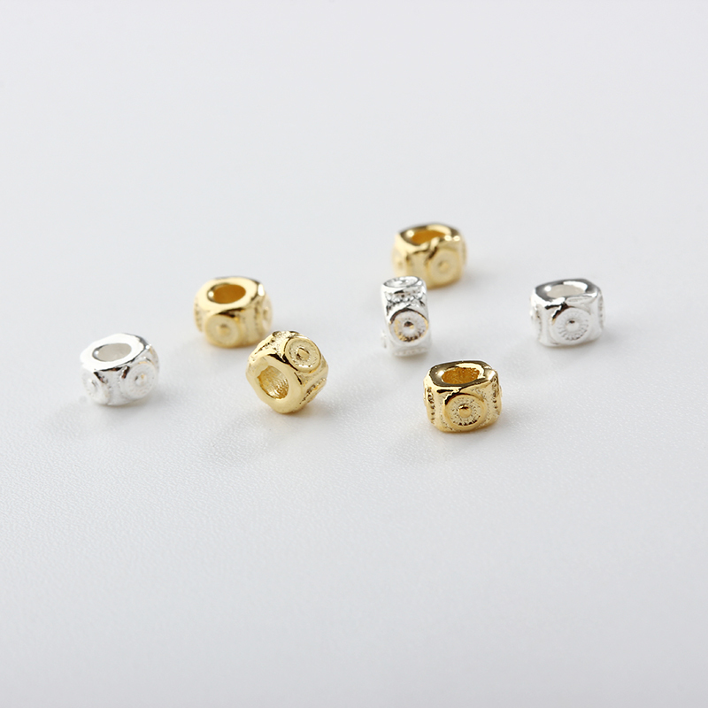 925 Silver Geometric Cube Beads - Jewelry Spacers For Diy Crafting