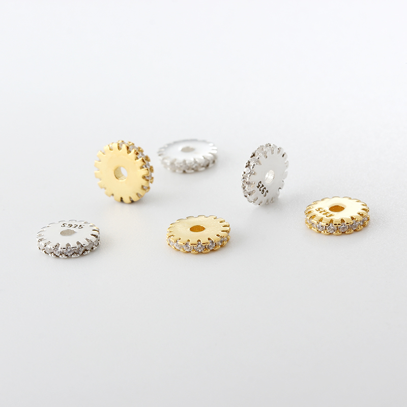 925 Sterling Silver CZ Flat Spacer Beads