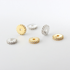 925 Sterling Silver CZ Flat Spacer Beads