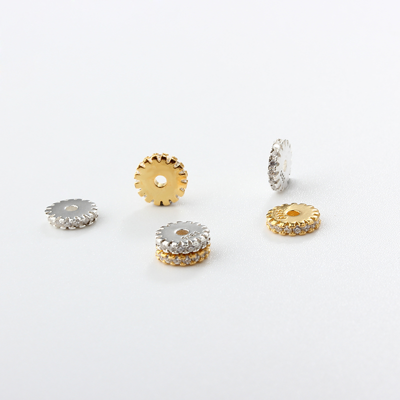 925 Sterling Silver CZ Flat Spacer Beads