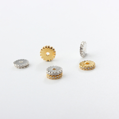 925 Sterling Silver CZ Flat Spacer Beads