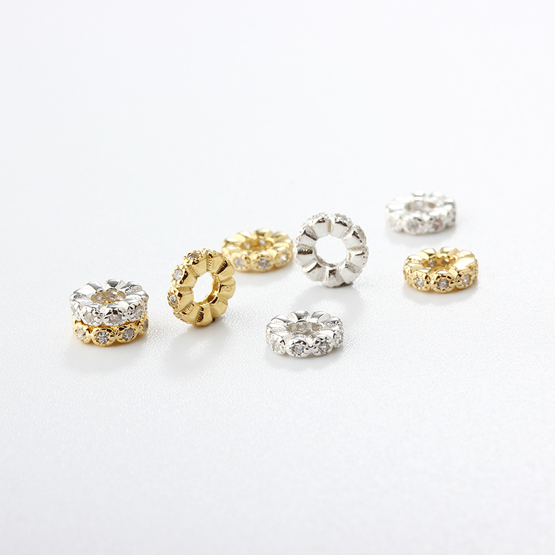 925 Sterling Silver Diy CZ Spacer Bead