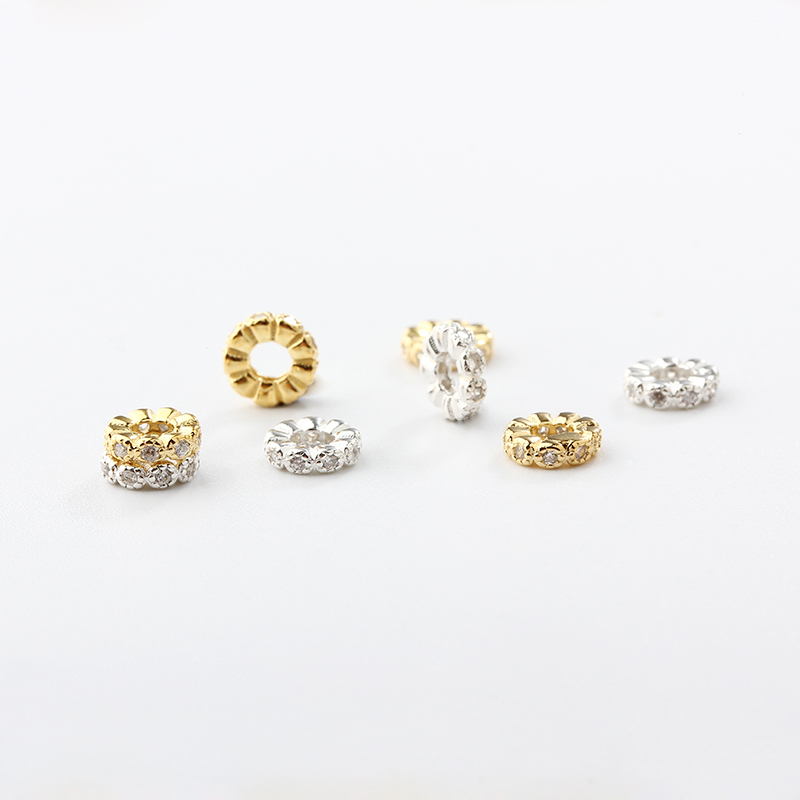 925 Sterling Silver Diy CZ Spacer Bead