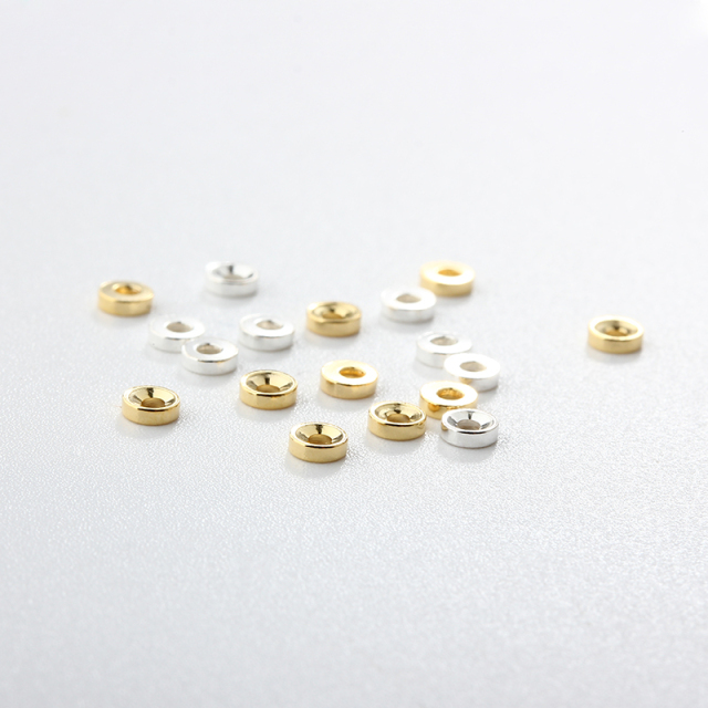925 Sterling Silver Diy Flat Round Spacer Bead