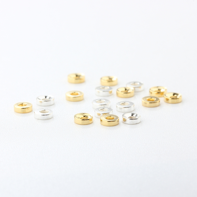 925 Sterling Silver Diy Flat Round Spacer Bead