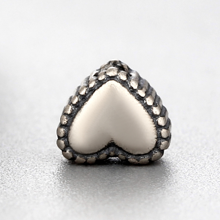 925 Sterling Silver Vintage Heart Beads