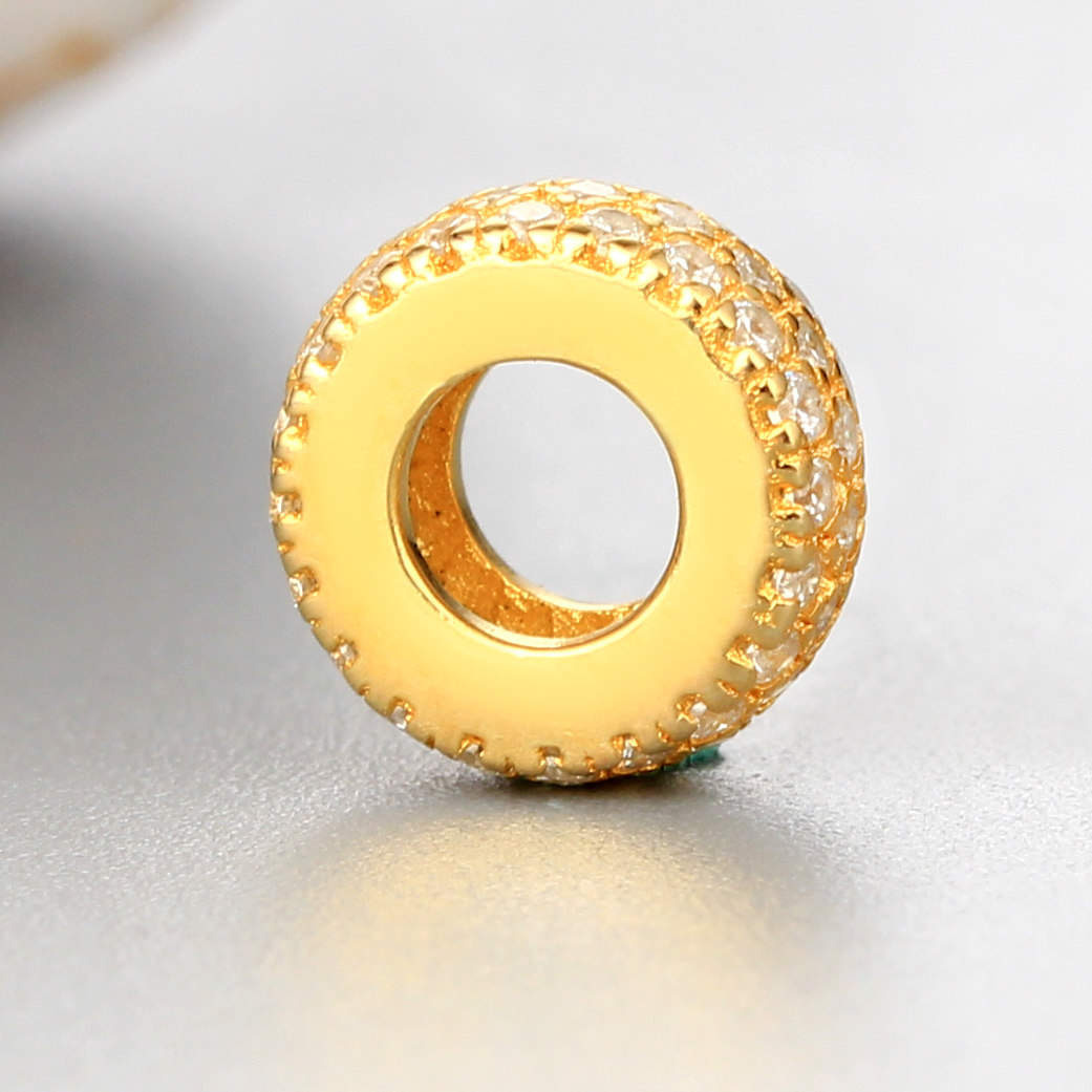 925 Sterling Silver CZ Round-Shaped Diy Beads