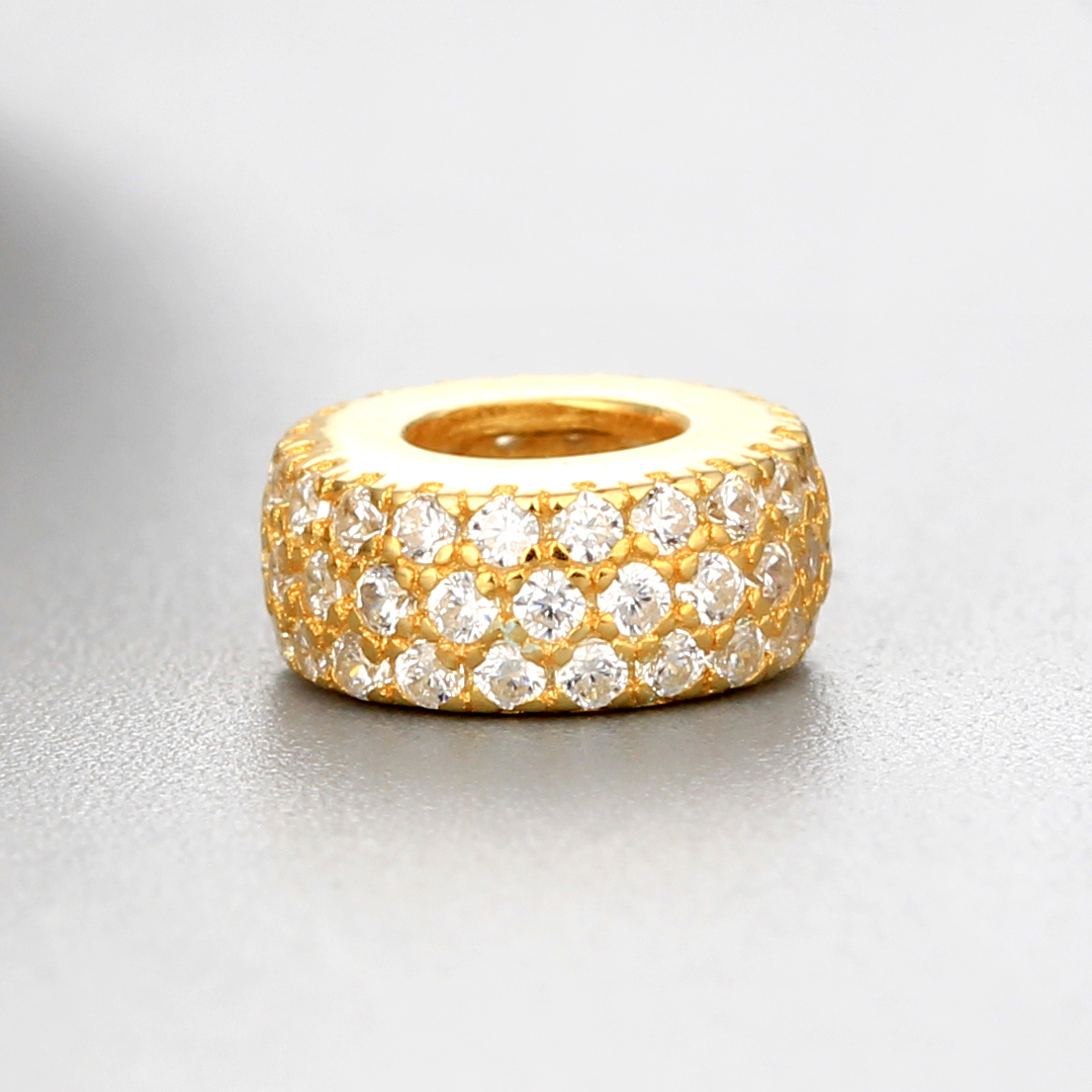 925 Sterling Silver CZ Round-Shaped Diy Beads