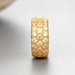 925 Sterling Silver CZ Round-Shaped Diy Beads