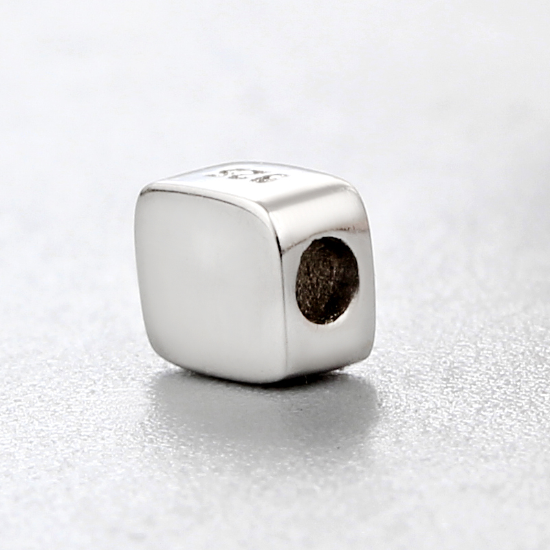 925 Sterling Silver Square Shaped Diy Beads