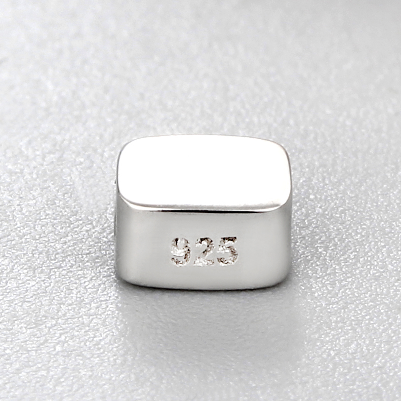 925 Sterling Silver Square Shaped Diy Beads