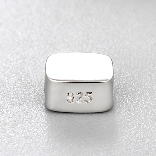 925 Sterling Silver Square Shaped Diy Beads