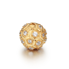 925 Sterling Silver Round Cubic Zircon Charm Beads