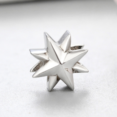 925 Sterling Silver Tridimensional Star Beads