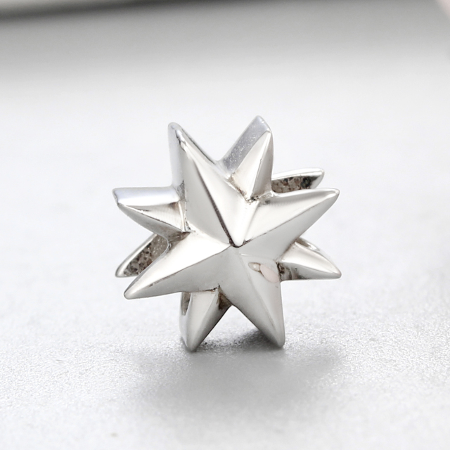 925 Sterling Silver Tridimensional Star Beads
