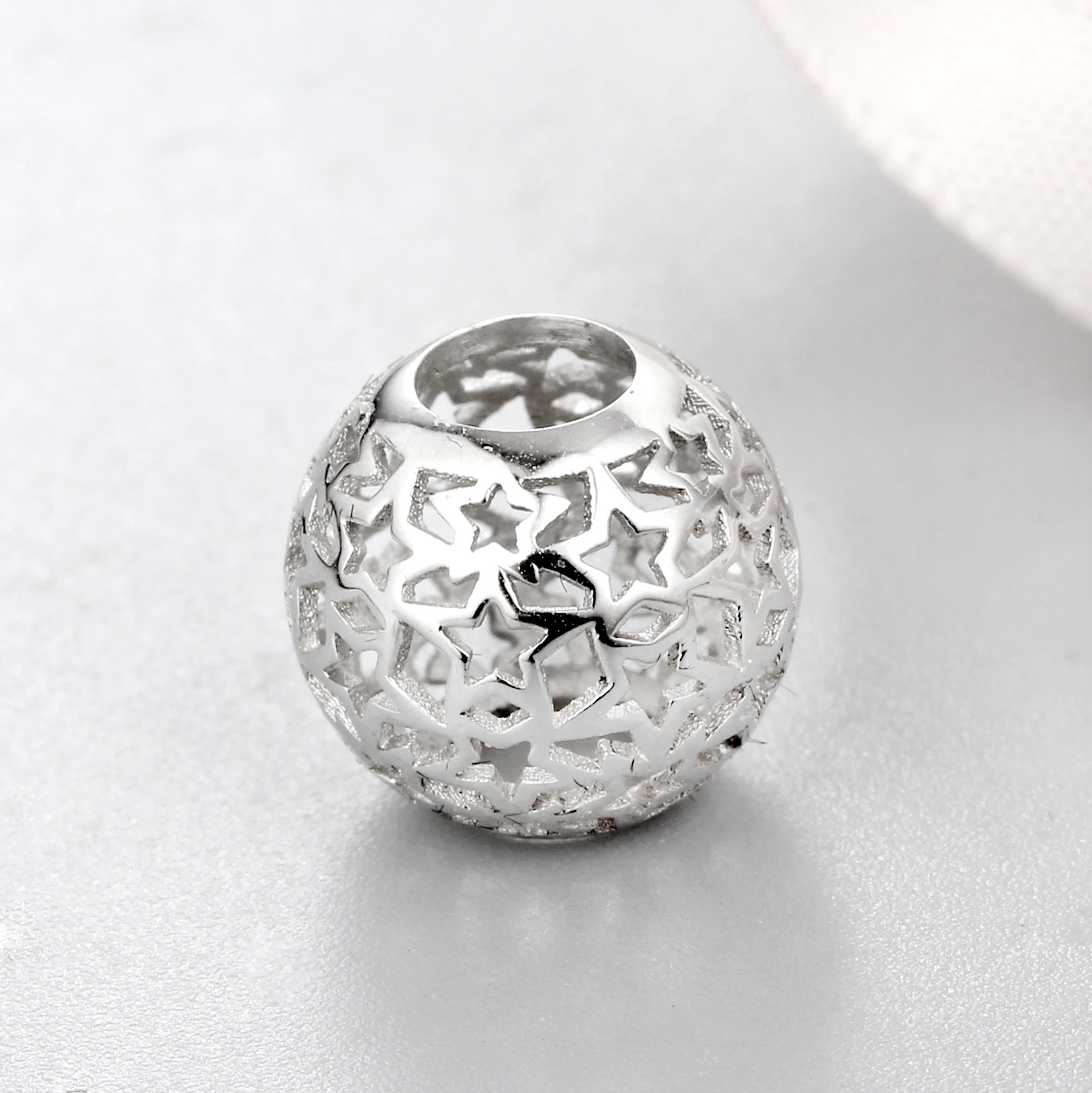 925 Sterling Silver Diy Hollow Stars Beads