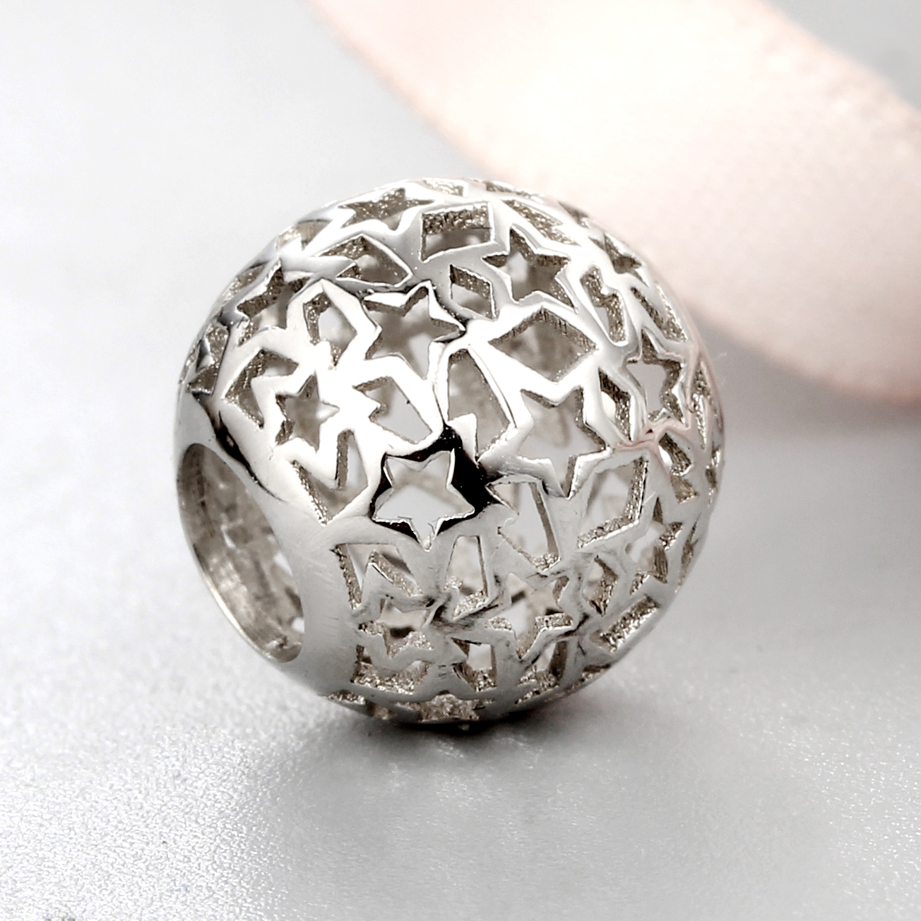 925 Sterling Silver Diy Hollow Stars Beads