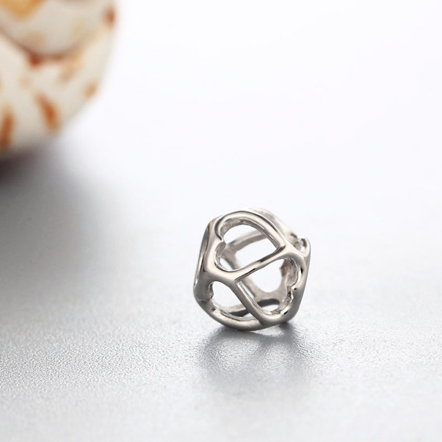 925 Sterling Silver Hollow Heart Cage Beads For Diy