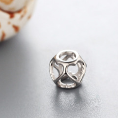 925 Sterling Silver Hollow Heart Cage Beads For Diy