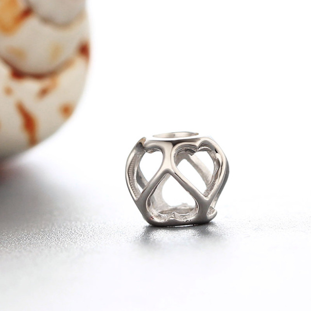 925 Sterling Silver Hollow Heart Cage Beads For Diy