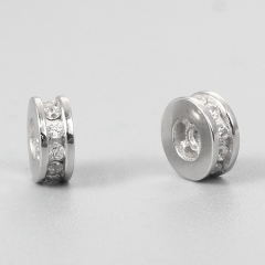 925 Sterling Silver CZ Flat Spacer Beads