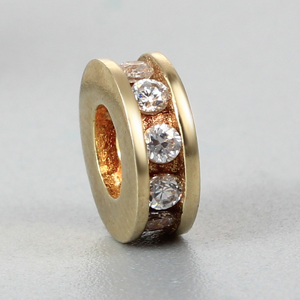 925 Sterling Silver Cubic Zirconia Flat Bead