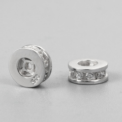 925 Sterling Silver CZ Flat Spacer Beads