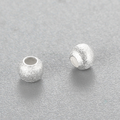 925 Sterling Silver Brushed Round Beads,3mm