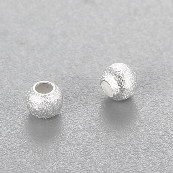 925 Sterling Silver Brushed Round Beads,3mm