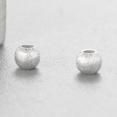 925 Sterling Silver Brushed Round Beads,3mm
