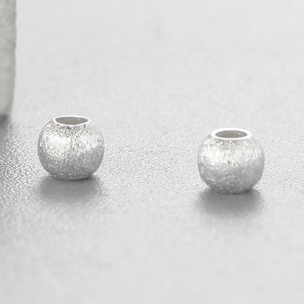 925 Sterling Silver Brushed Round Beads,3mm