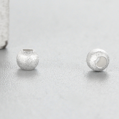 925 Sterling Silver Brushed Round Beads,3mm