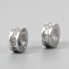 925 Sterling Silver CZ Flat Spacer Beads
