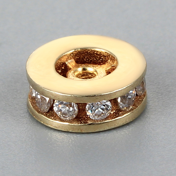 925 Sterling Silver Cubic Zirconia Flat Bead