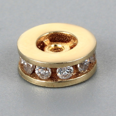 925 Sterling Silver Cubic Zirconia Flat Bead