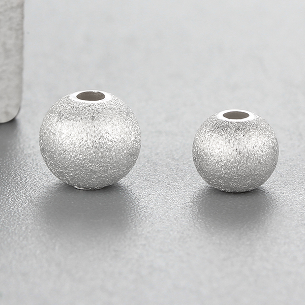925 Sterling Silver Rough Brushed Round Beads,5mm