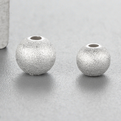 925 Sterling Silver Rough Brushed Round Beads,5mm