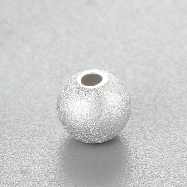 925 Sterling Silver Rough Brushed Round Beads,5mm