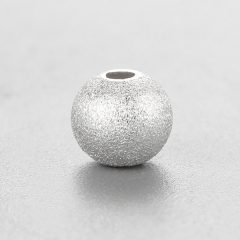 925 Sterling Silver Rough Brushed Round Beads,5mm