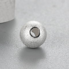 925 Sterling Silver Rough Brushed Round Beads,5mm