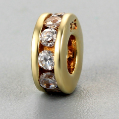 925 Sterling Silver Cubic Zirconia Flat Bead